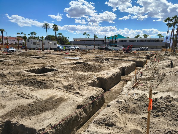 Formed foundation footings across the Palm Springs Surgical Campus site